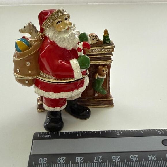 Jeweled Collection Santa Claus Figurine Hinged Trinket Decorative Box 4" H NEW - Picture 10 of 11